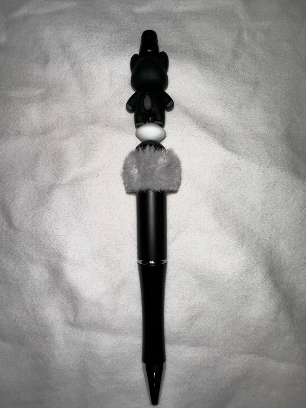 Black Plush Pom-Pom Raccoon Custom Made Pen